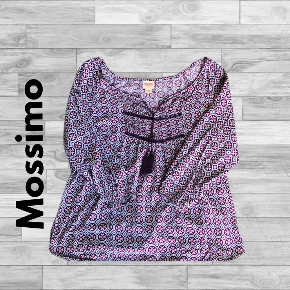 MOSSIMO - L PURPLE/GREY/PINK TUNIC BLOUSE